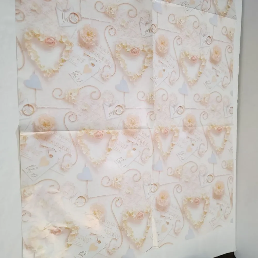 Vintage Hallmark Shabby Chic Love Wedding Bridal Shower Gift Wrap
